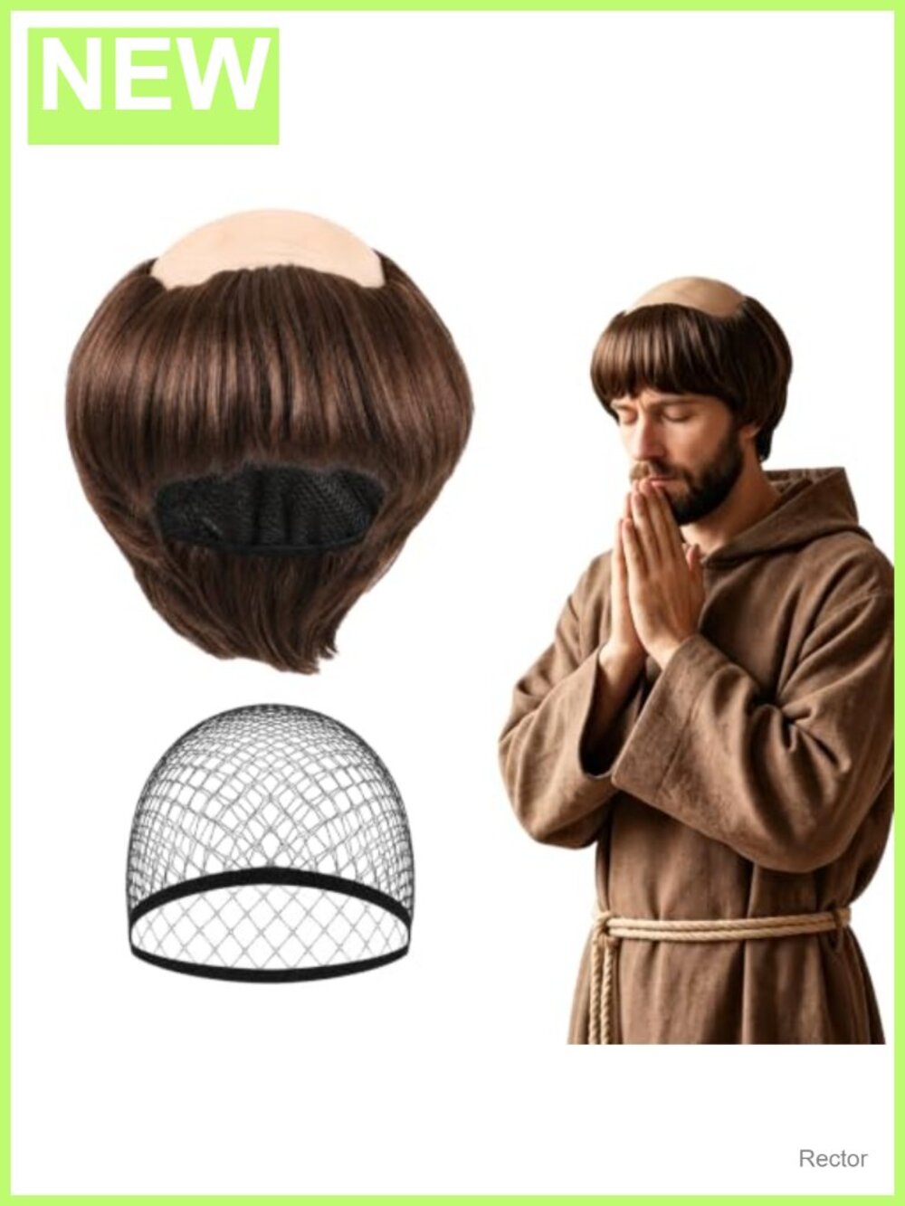 Funny Monk Wig For Men Bald Brown Short Wigs